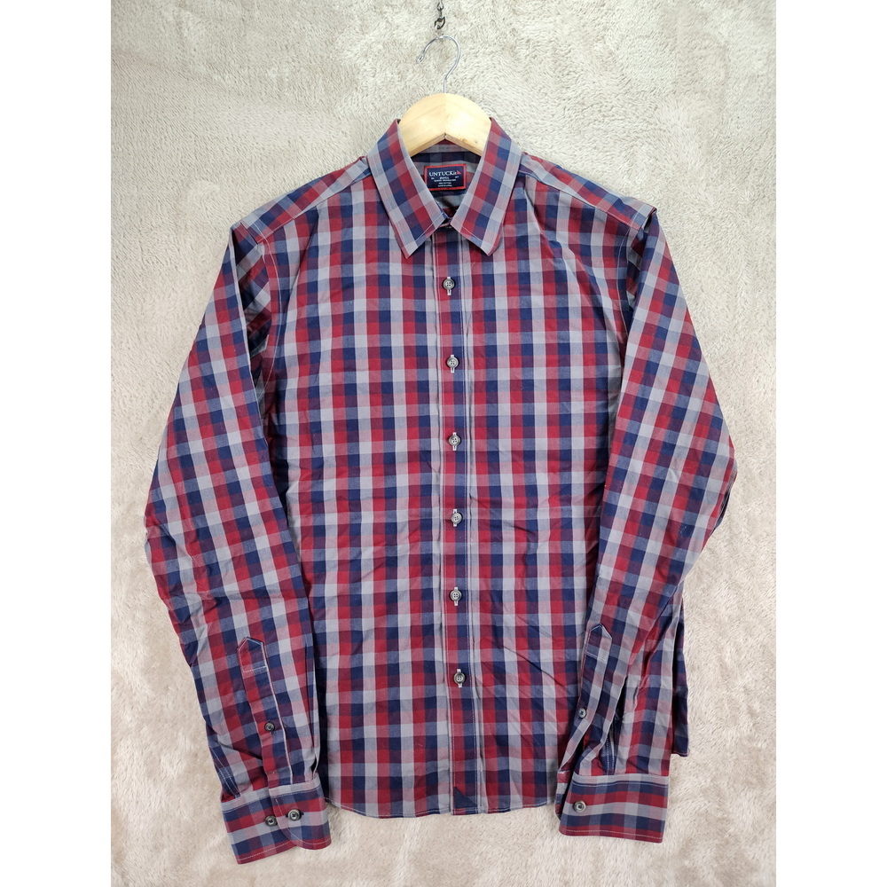 UNTUCKit Pomerol Plaid Wrinkle Free Button Down Shirt Slim Fit Size S